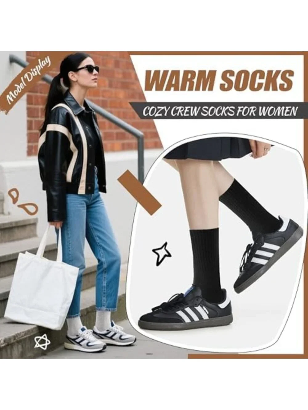 Cozy Merino Wool Hiking Socks for Women - Thermal Warm Thick Boot Crew 5 Pairs